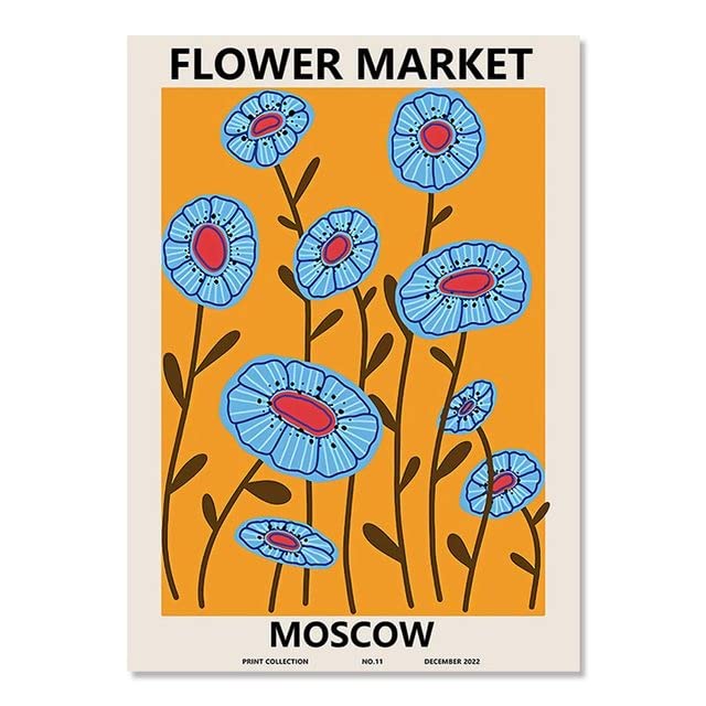 Abstract Flower Market Vintage Nordic City Posters and Prints Wall Art Canvas Painting Pictures for...