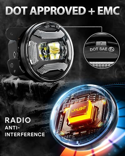 Image of LX-LIGHT Super Bright 60W 4 Inch LED Fog Lights with DRL EMC Compatible with Jeep Wrangler TJ LJ JK JT Gladiator Dodge Journey Front Bumper Lights (Pair)