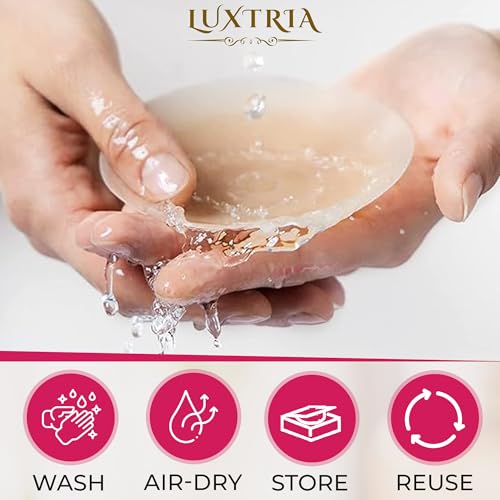 Nipple Covers For Women No Show Sticky Silicone Nipple Covers Reusable Ultra Thin Pasties, Waterproof For A-C Cups with Travel-Box Nude4
