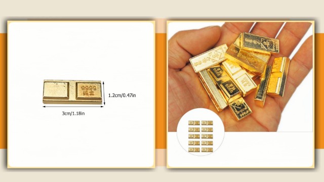 Pisapapeles De Lingote De Oro Dorado, Chapado En Oro, Lingote De