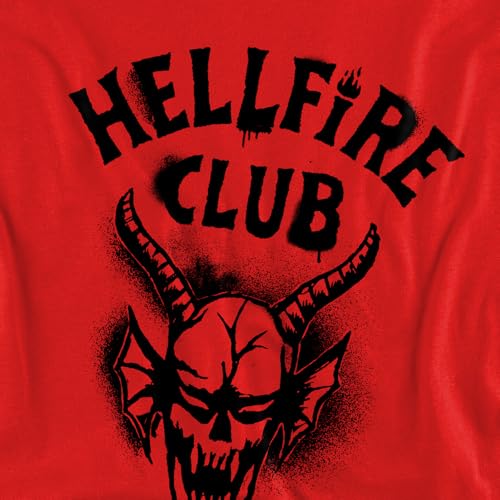 Sweatshirt Stranger Things Hellfire rouge pull-over mixte imprimé logo spray en coton - 2