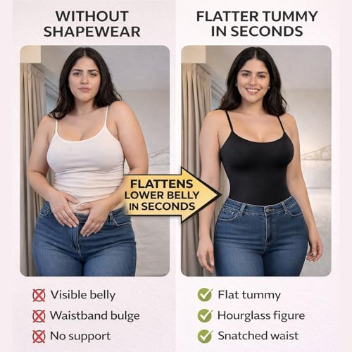 Image of Women's Shapewear Bodysuit - Tummy Control Seamless Waist Sculpting Body Shaper - Thong Body Suit