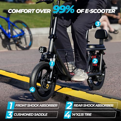 WINDHORSE 850W Peak Electric Scooter with Seat, 20MPH & 25