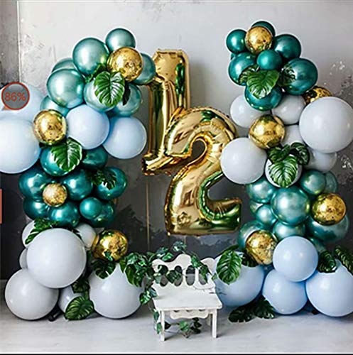 Image of KALOR Metallic Green Balloons, 100 pcs 5 inch Thick Latex Chrome balloons for Balloon Garland Arch, Birthday Decoration, Wedding Party, Baby Shower Decorations