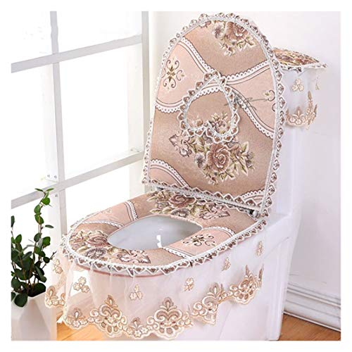 Toile Sitzauflagen 3 Stücke/Set Toilette Sitz Abdeckung Combo Europäische Spitze Toilette Sitz Kissen Haushalt Toilettensitz Reißverschluss Sitz Waschmaschine Winter U-förmiger Toilettensitz