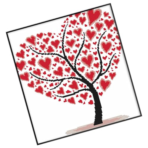 Kit point de croix imprimé Arbre d'amour cadeau diy salon