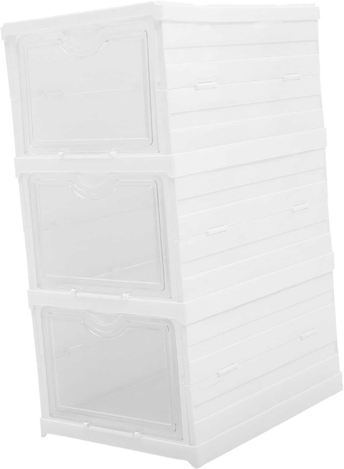 Ipetboom Transparent Stackable Shoe Boxes with Multi Foldable Design Material Shoe Storage Organizer for Closet Space Saving and Easy Visibility