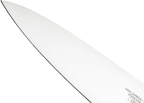 Vista 279 de Mercer Culinary Millennia Colors - Cuchillo Santoku, borde Granton de 7 pulgadas, color rojo