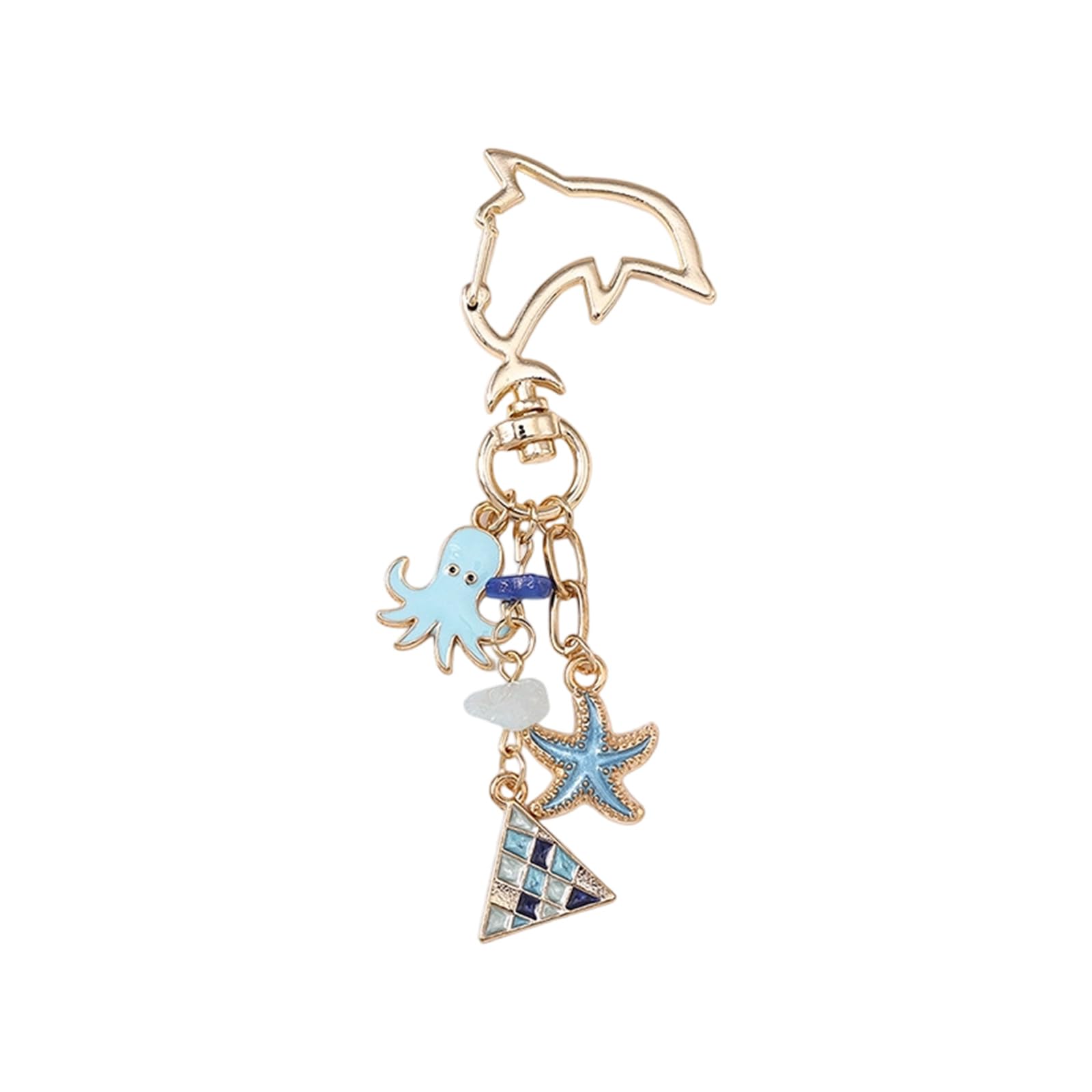 NONGYU Trendy Sea Star and Shell Keychain Miniature Zincs Alloy Keyring Bag Jewelry Accessory for Daily Use or Souvenirs Stylish Zincs Alloy Keychain