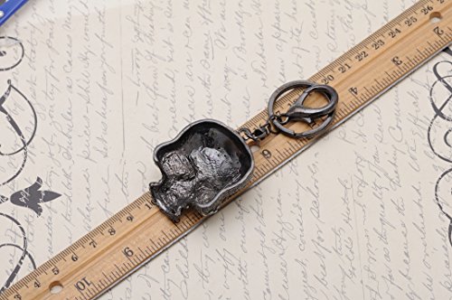Alilang Skull Head Key Chain Gunmetal Tone Grey Rhinestones Gothic Creepy Black3