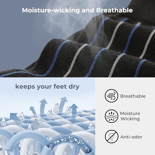 Image of BAMBOO COOL Men's Crew Socks Bamboo Viscose Breathable Rib Dress Socks For Men, Casual Lightweight Comfort 6 Pack