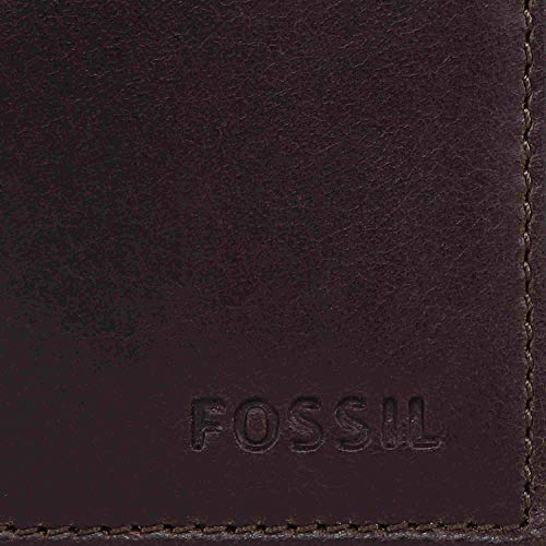 Image of Fossil Men's Wallet, Derrick Leather RFID-Blocking Wallet Bifold Passcase with Removable Card Case, Dark Brown