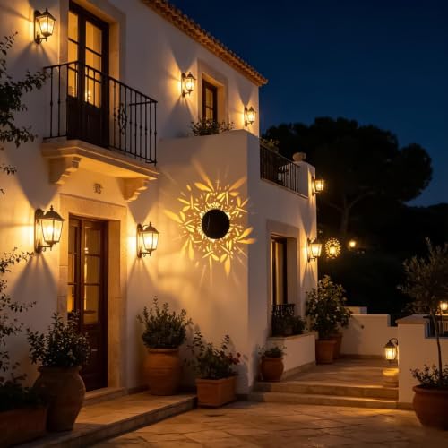 Luz solar proyector de pared exterior impermeable para valla y jardín 2