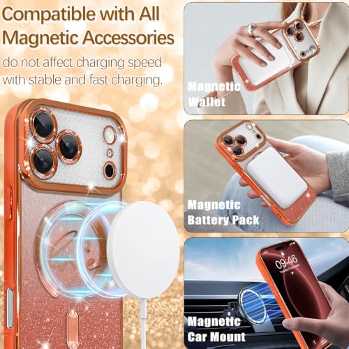 Image of ZIYE Magnetic Case Designed for iPhone 18 Pro Max Glitter Case -Orange