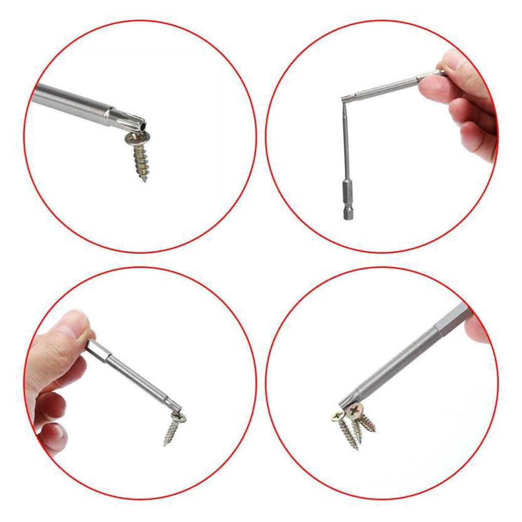 Lot de 11 embouts de tournevis à poignée hexagonale - Outils de vissage en alliage d'acier Torx - Travail du bois - Haute précision - 150 mm