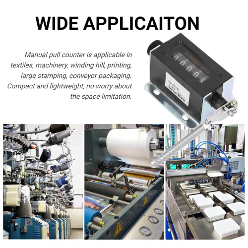Image of 5 Digit Mechanical Counter, 0-99999 Resettable Manual Hand Pull Stroke Tally Counter, Professional Mechanical Arithmometer Counter for Textiles Machinery Winding Hill