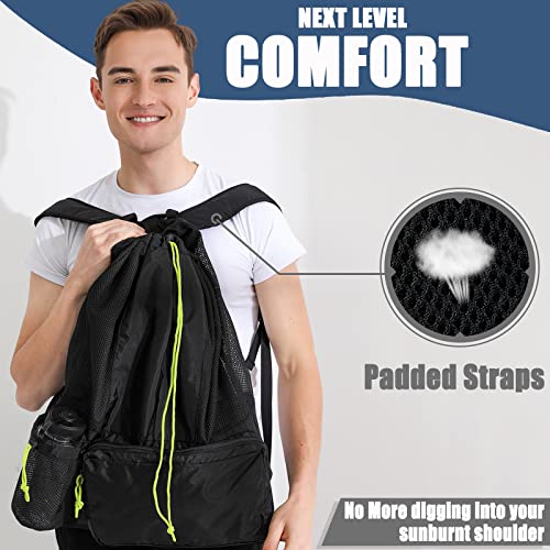 Swim Bags For Swimmers, Large Beach Backpack With Padded Straps, 40L Mesh Swim Backpack, Durable Swimming Bag With 4 Pockets And A Name Tag, Sturdy Swim Gear Bag For Men, Women, Snorkel Gear, Sports #TOP2