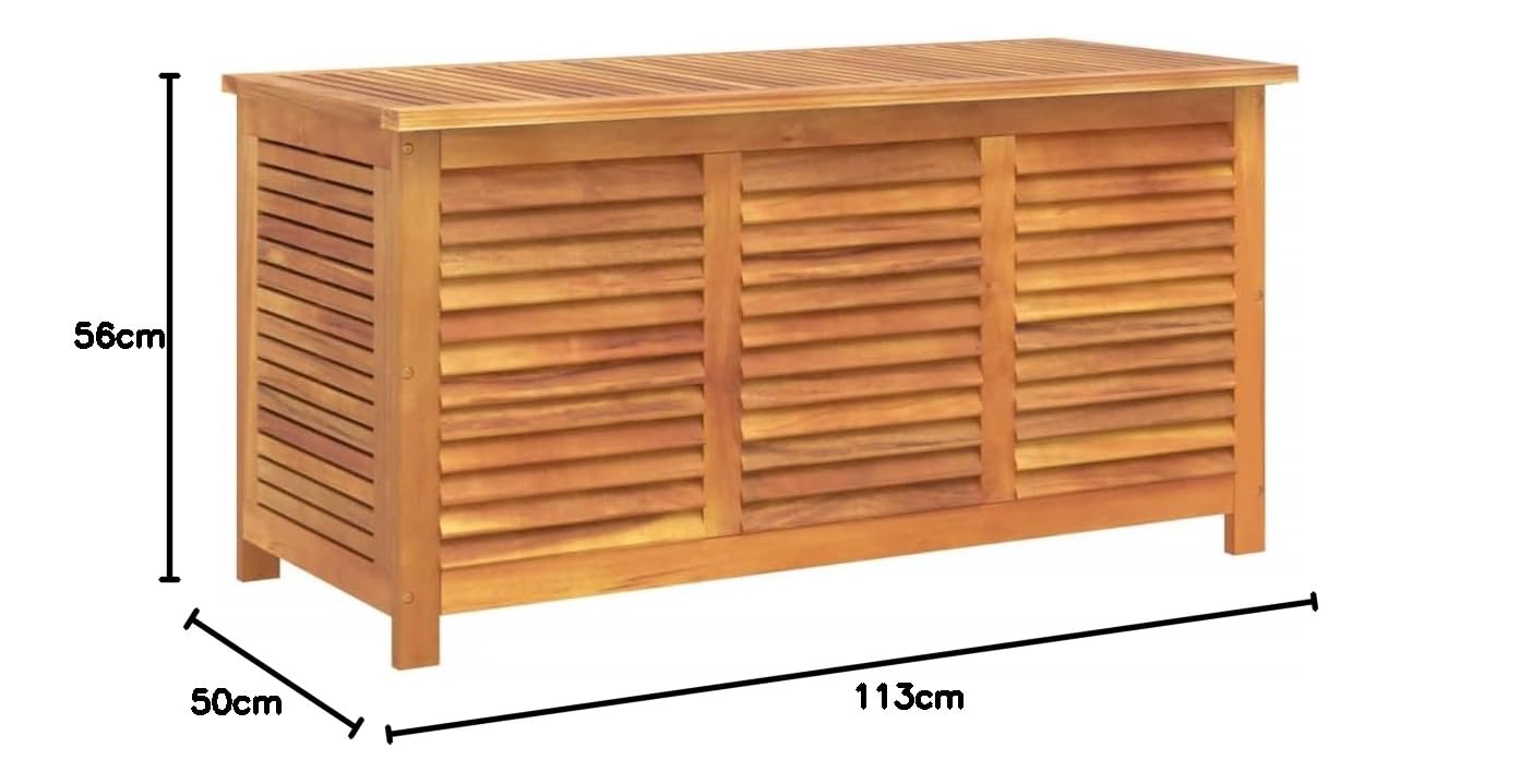 Schowek ogrodowy Żaluzje 113x50x56cm drewno akacjowe, pudełko do przechowywania ogrodu, skrzynia do przechowywania, pudełko do przechowywania,