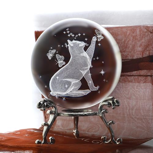 Boule de cristal chat 3D transparente : la solution déco originale sans encombrement