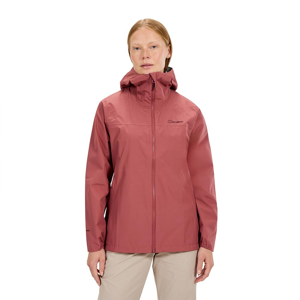 Berghaus Women's Deluge Pro 3.0 Shell Rain Jacket | Breathable Coat | Durable | Waterproof | Adjustable Waterproof Jacket, Red, 10