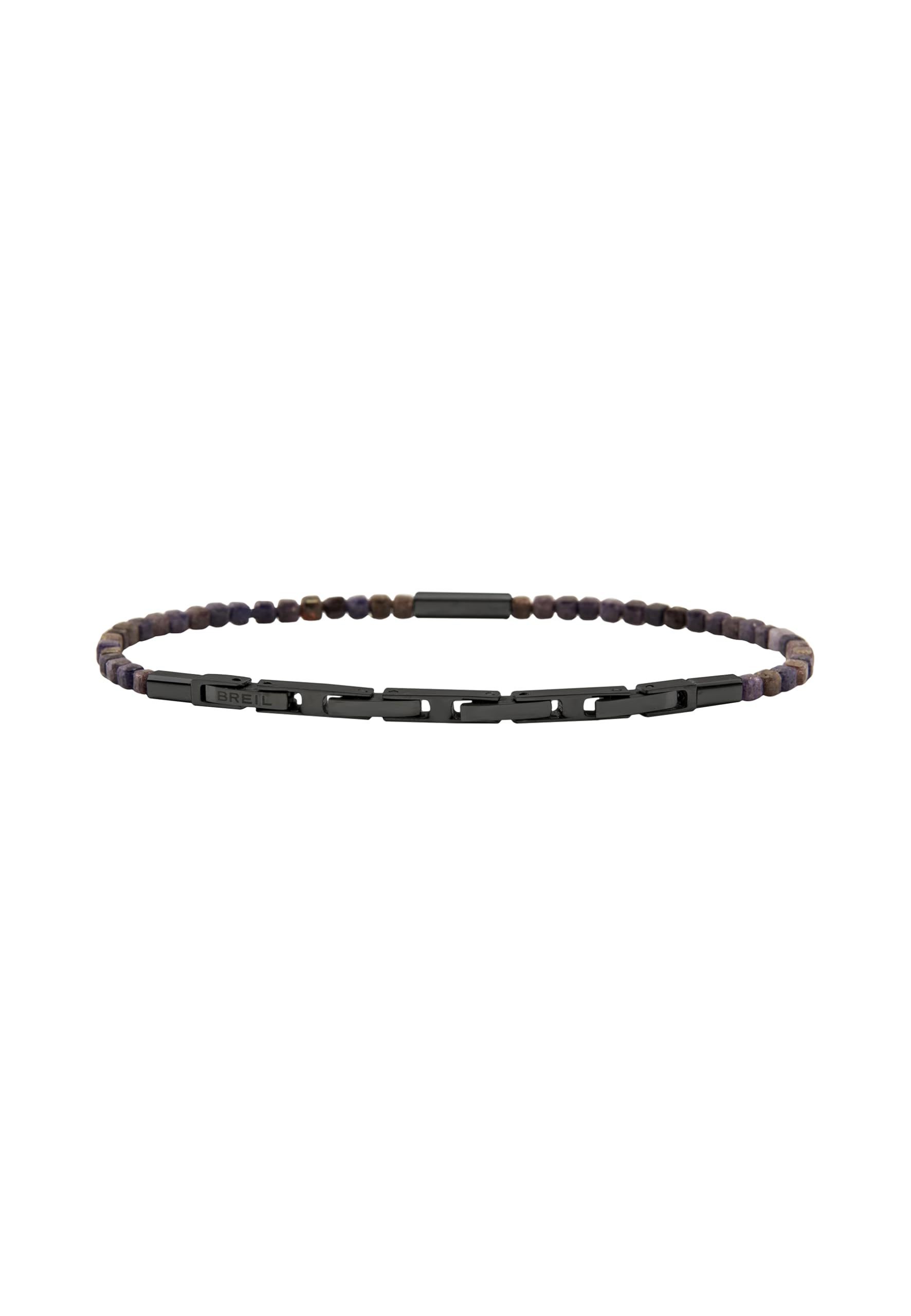 Breil, Priam Collection, Herrenarmband aus Edelstahl in der Farbe Gun mit Zentralem Element und Leuchtenden Edelsteineinsätzen, Schmuckverschluss, Verstellbare Länge 17-22 cm, Geschenkidee für Männer