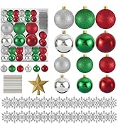 HYRIXDIRECT 128Pcs Christmas Ball Ornaments Set for Christmas Tree Decorations with LED String Li...