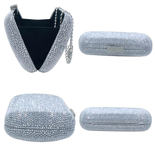 Image of Boutique De FGG Mini Rhinestone Clutch Purse,Evening Bags and Clutches for Women Formal,Crystal Clutch Bag Wedding Handbags