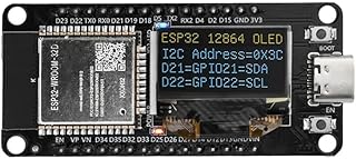 Hxhsgmeh Placa de Desarrollo ESP32 ESP-WROOM-32D WiFi Bluetooth CH340 con Pantalla OLED de 0,96 Pulgadas, Pantalla Amarilla y Azul, Tipo C