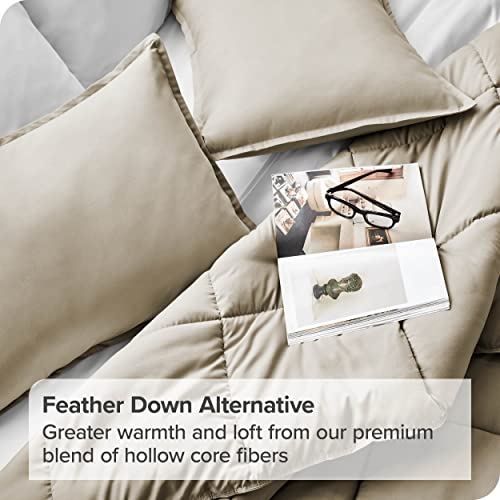 Bare Home Comforter Set - Queen Size - Ultra-Soft - Goose Down Alternative - Premium 1800 Series - All Season Warmth (Queen, Sand) #TOP2