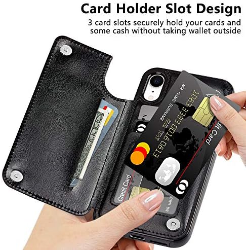Coolden for iPhone XR Case Shockproof Case for iPhone XR Wallet Case Cover with Card Holder Slot Flip Folio Soft PU Leather Magnetic Closure Protective Case Cover for iPhone XR 6.1 inch (Black)
