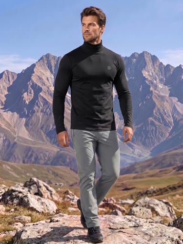 Image of CHKOKKO Winter Wear Cotton Plain Full Sleeve Turtle Neck Regular Fit T Shirt For Men