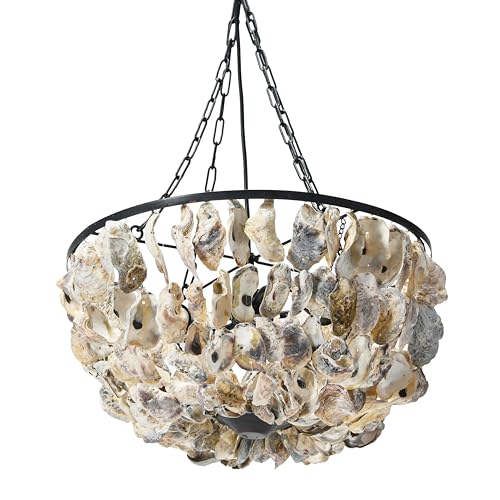Creative Co-Op Round Oyster Shell Chandelier with 2 Lights - Image 3