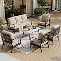 SUNSHINE VALLEY, 6 PCS Metal Patio Conversation Set