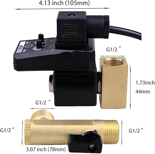 Miniatura 5 de szzijia 12 AC 110V - Depósito de agua temporizado automático de 2 vías válvula de drenaje de acción directa enchufe de EE UU