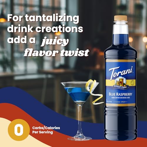 Image of Torani Sugar Free Blue Raspberry Syrup 1L - Keto, Zero Calorie