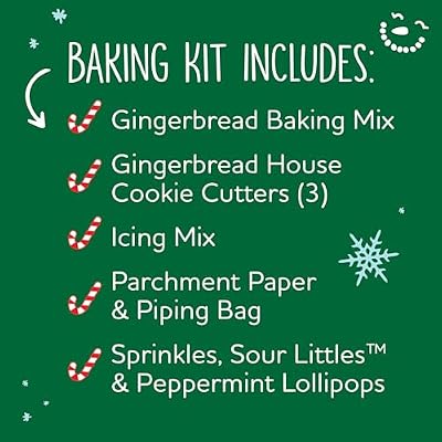 YumEarth Gingerbread House Baking Kit - No Artificial Dyes, Vegan, Non GMO, Allergy Friendly, Vegan, Dairy Free, Gluten Free Ginger Bread Holiday Baking Kit with Candy
