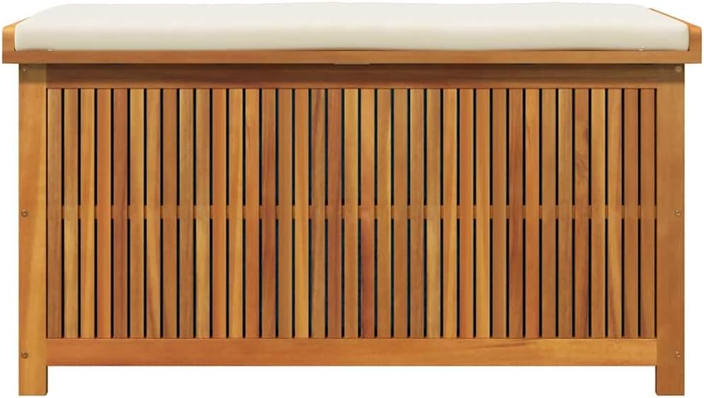 Cushion Box Solid Acacia Wood Color Solid Acacia Wood Storage Bin Patio Box for Deck Garden