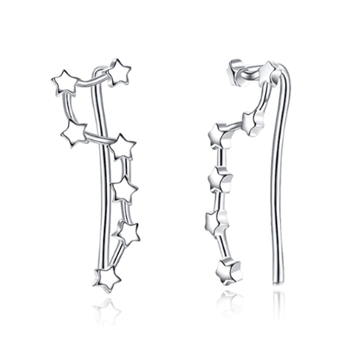Homeyu Women's Silver Homeyu® 925 Sterling Ear Cuff Earrings,Cartilage Earring, Constellation Ear Crawler Earrings Ear Climber Earrings For Gold Plating