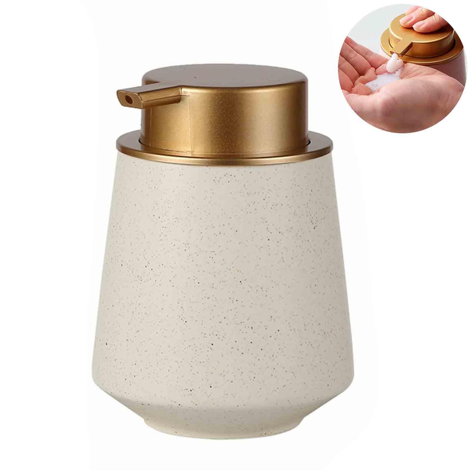 Dowbom Soap Dispenser with Pump, Refillable Lotion Dispenser for Bathroom, Ceramic Shampoo Dispenser (White,E-14oz)