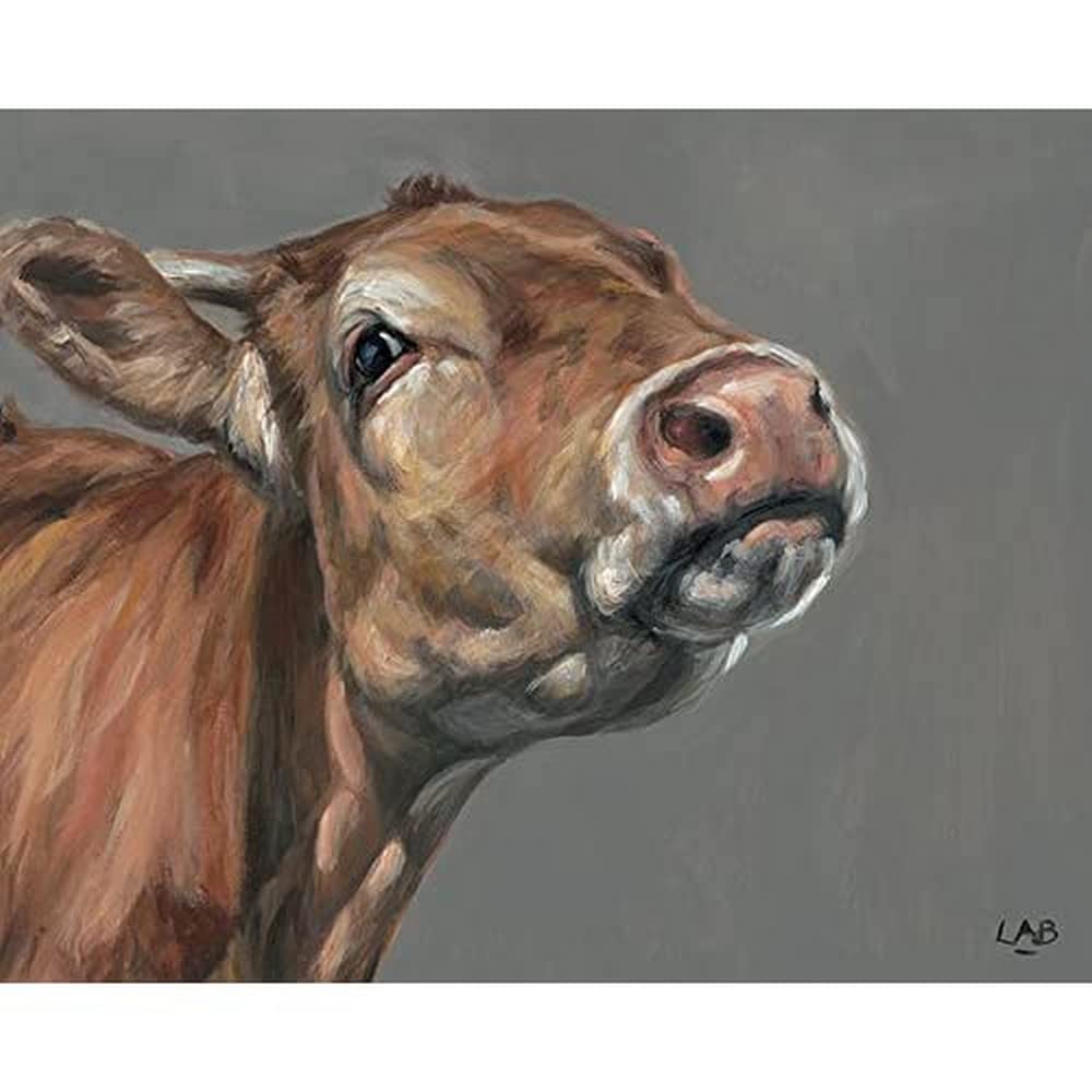 Louise Brown"Snooty Cow" Canvas Print, Cotton, Multi-Colour, 3.20 x 40.00 x 50.00 cm