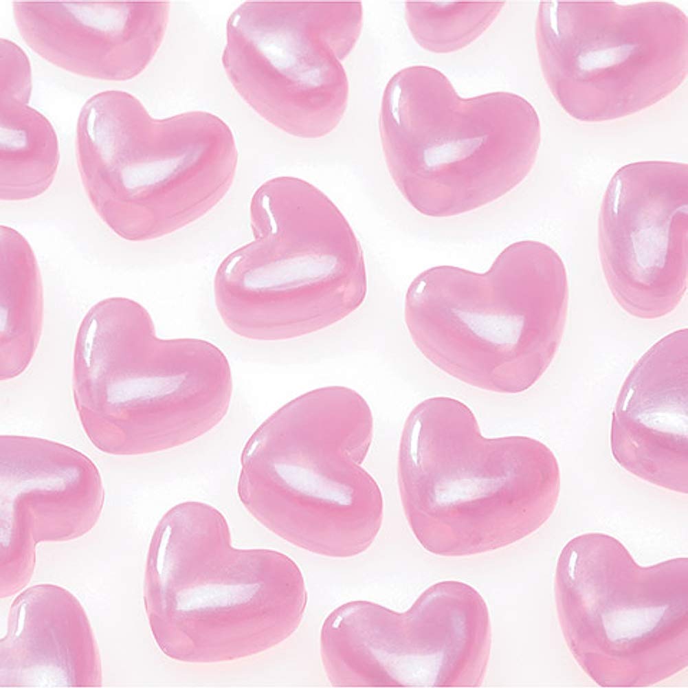Pony Beads 06277-1-134 Bead Pony Heart Pearl, 11 mm, Pink
