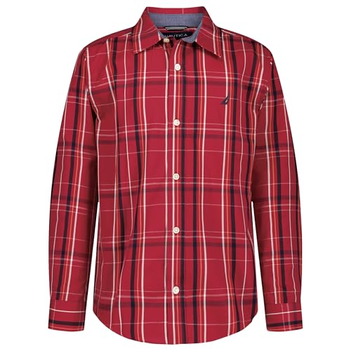 Image of Nautica Boys Long Sleeve Woven Button-Down Shirt, Comfortable, Classic Fit