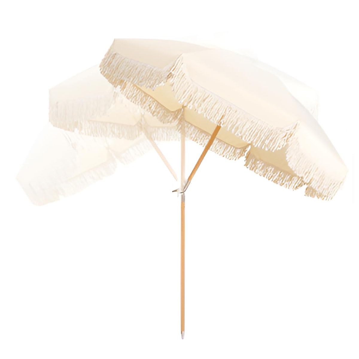 WDSOPK Garden Parasol Umbrella,Tilt Outdoor Sun Shade Beach Umbrella with Fringe,6.5ft Portable UV Protection Patio for Holiday Pool Yard Table