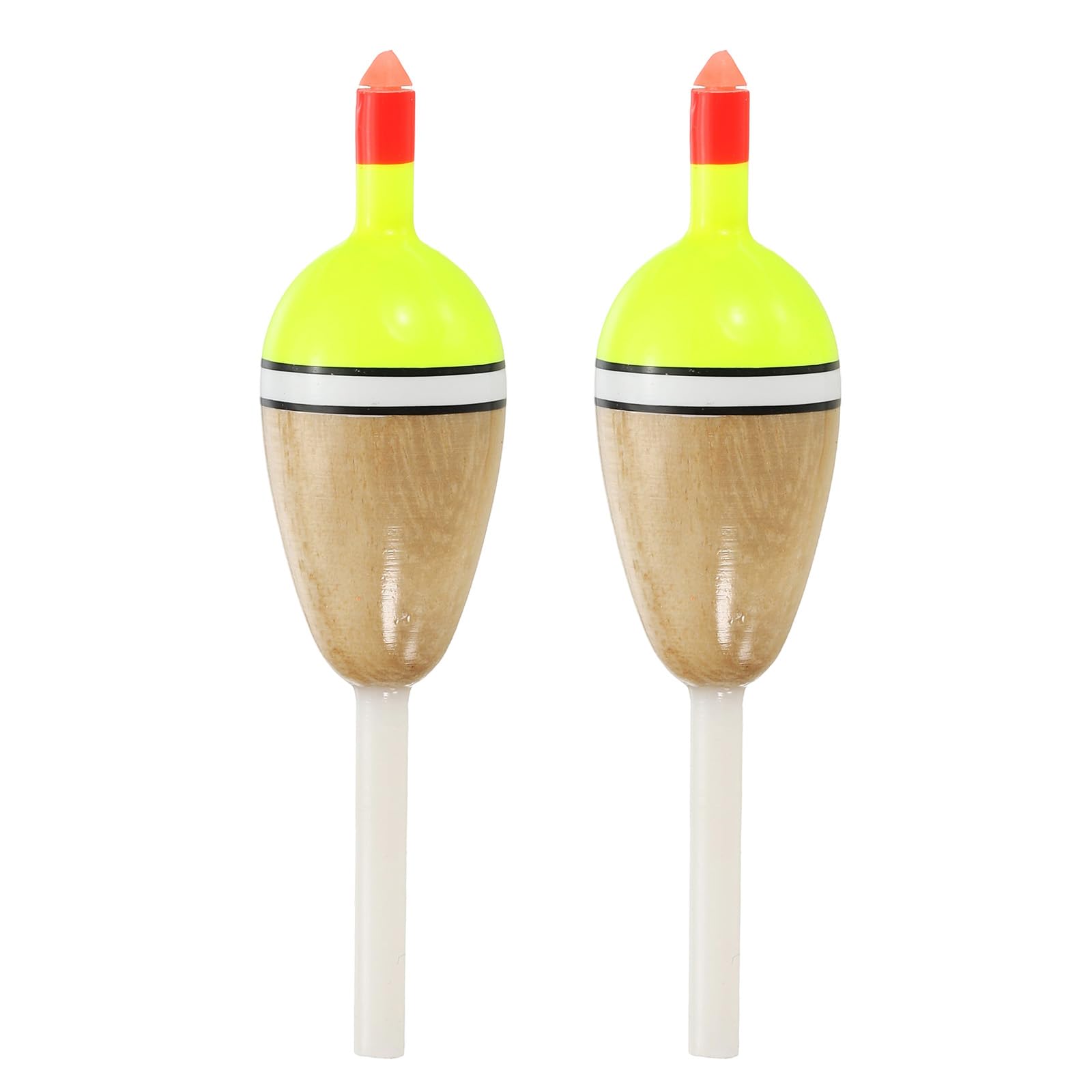 PATIKIL Fishing Floats Rigs 1.5 Inch, 2 Pack Oval Fishing Bobbers Stick Slip Bobbers Fishing Accessories with Buoyant Balsa Wood Body for Crappie Freshwater Fishing Tackle, Red/Yellow
