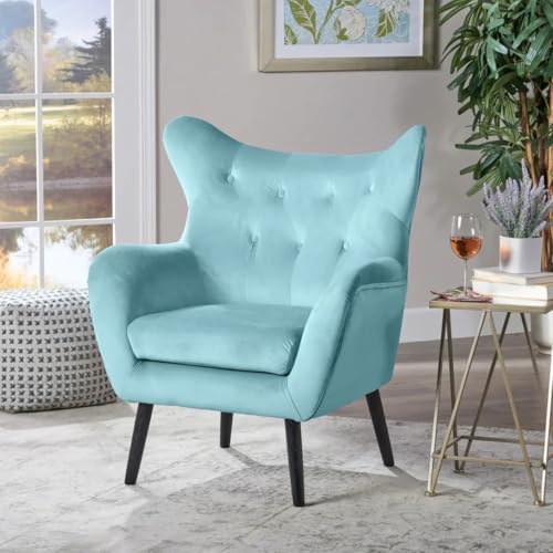 Image of Lakdi The Furniture Premium Velvet Upholstered Accent Chair with Tufted High Back, Modern Mid-Century Armchair & Durable Wood Legs | 5 Years Warranty | Free Assembly - 15185161
