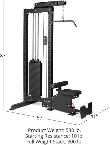Miniatura 7 de Titan Fitness - Máquina de torre LAT selectorizada, máquina de gimnasio LAT y fila baja, pila de peso de 300 libras con pasadores, almohadilla y