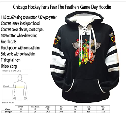 Fear The Feathers Game Day Chicago Hockey Hoodie Black/White2