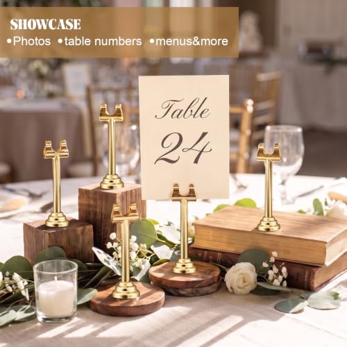 Image of 24 Pcs Gold Metal Table Number Holders 3.15 Inch Wedding Place Card Holders Bulk Harp Clip Table Sign Stands Card Holder for Memo Notes Menu Wedding Restaurant Birthday Decor