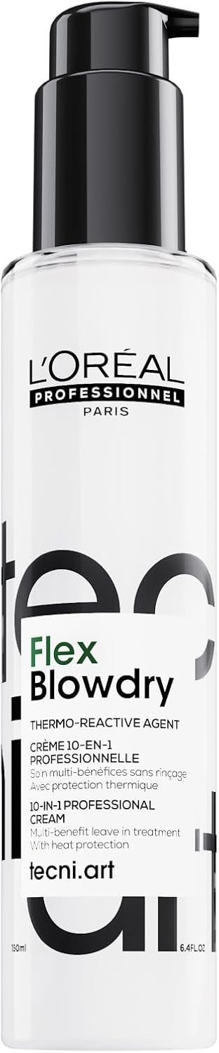 L’Oréal Professionnel, Pre-Styling Crème, Leave-in, Beschermt Tegen Haarbreuk, Frizz en Hitte tot 230°C, Voor Langdurige Controle, Voor Alle Haartypes, Flex Blowdry, Tecni.ART, 150 ml
