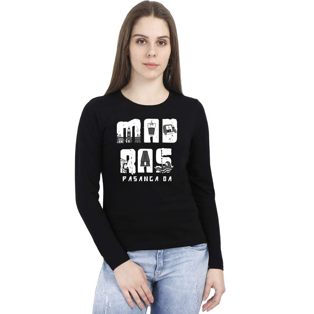 Madras Pasanga Da Women's Black Full Sleeve Tamil Round Neck T-Shirt-picture-23